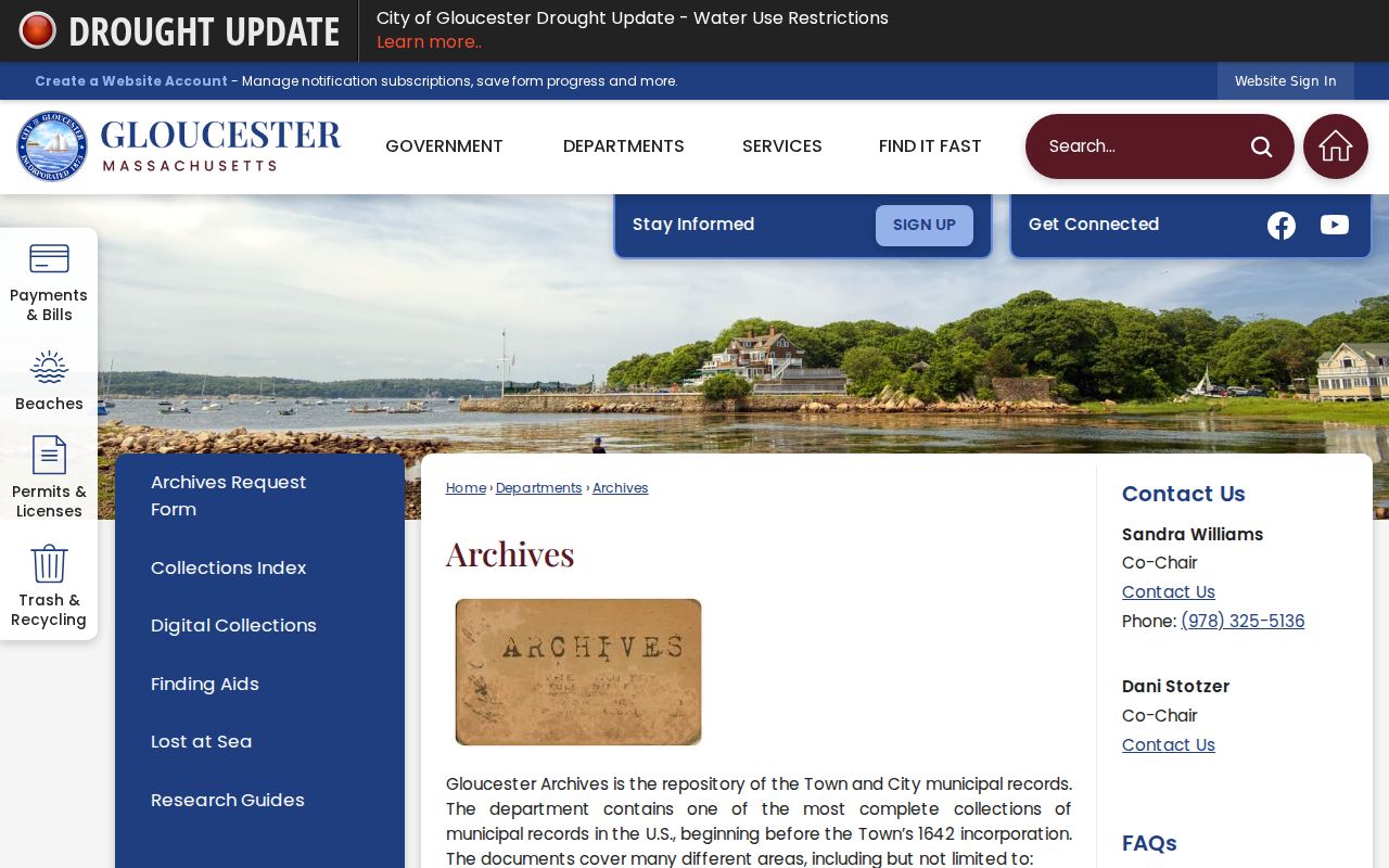 Gloucester previous residents Archives holdings and contact information