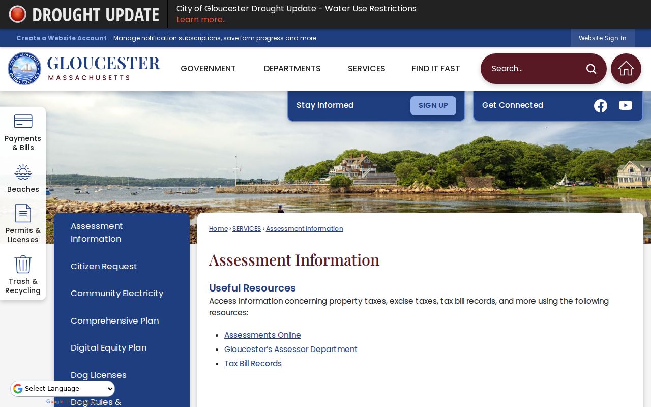 Gloucester ZIP code directory assessment information page